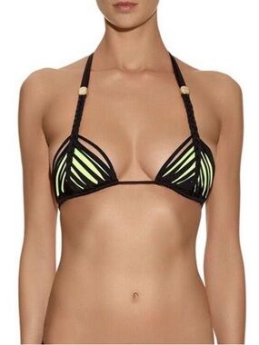NWT Agent Provocateur Laticia bikini bra Black/Green Size 3/M